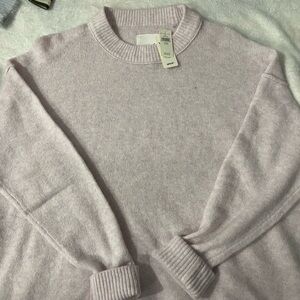 Aerie Pink Knit Cardigan with Ribbed Details